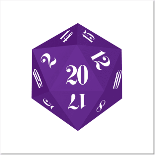 Purple 20-Sided Dice Design Posters and Art